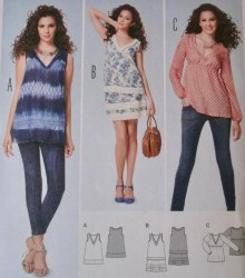 6922 BURDA V-NECK TOP SLEEVES OR NOT,   DRESS PATTERN 8-22